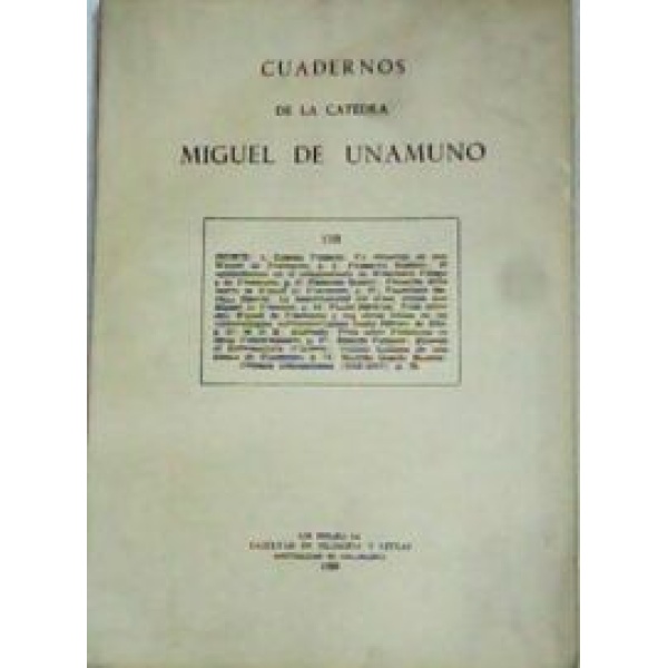 CUADERNOS DE LA CATEDRA DE MIGUEL DE UNAMUNO, tomo VIII.
