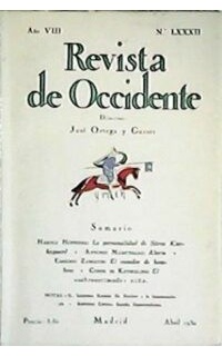 REVISTA DE OCCIDENTE, nº LXXXII. Año VIII.- Director: José Ortega y Gasset. Colaboran: Antonio Espina, Harold Hoffding, Antonio Marichalar, Conde de Keyserling, entre otros.